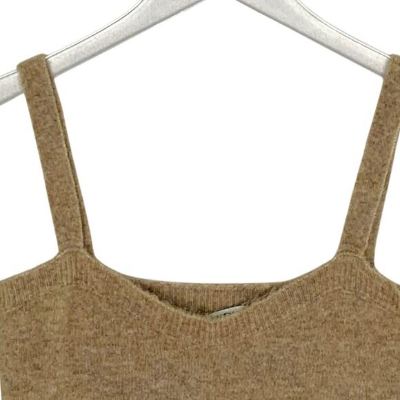 Zara S Womens Fuzzy Knit Tank Tan Neutral Sleeveless Cropped Blogger Fav - Picture 5 of 9